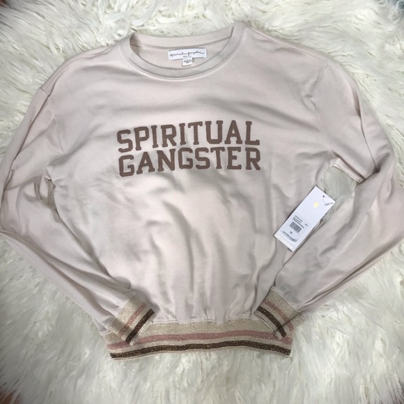 Spiritual Gangster Tops - Spiritual Gangster Varsity Crewneck Sweatshirt M